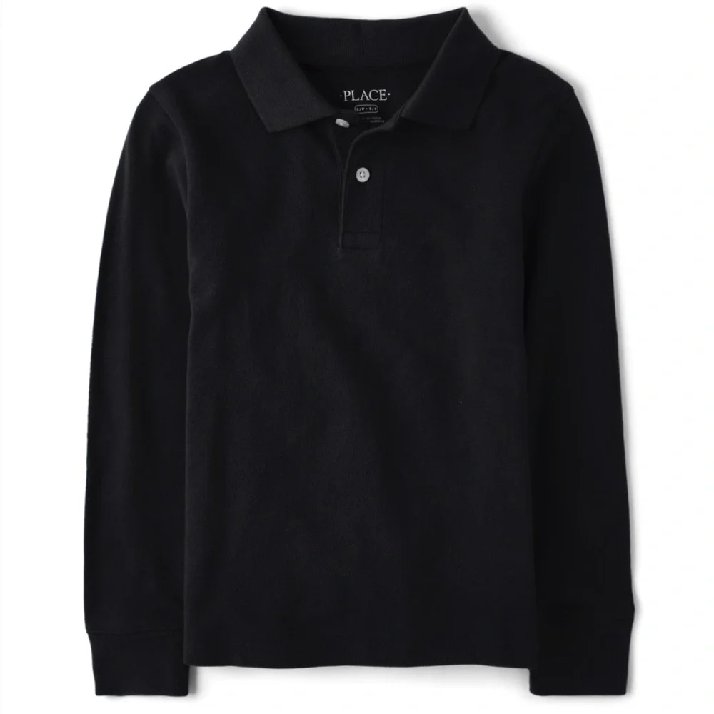The Children’s Place Polo Black Long Sleeve Shirt
